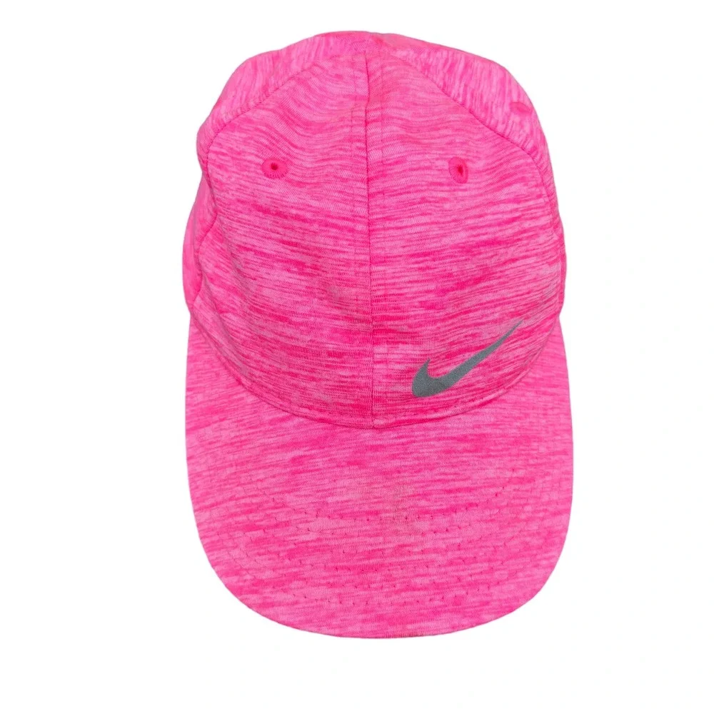 Nike 5 Panel Dri Fit Running Tennis Hat Swoosh Featherlight Pink Girls Size 4/6X